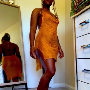 Copper cocktail dress